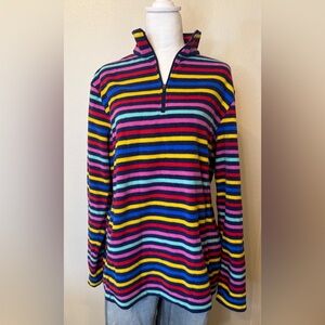 Lands' End Multicolor Striped Fleece Half-Zip
